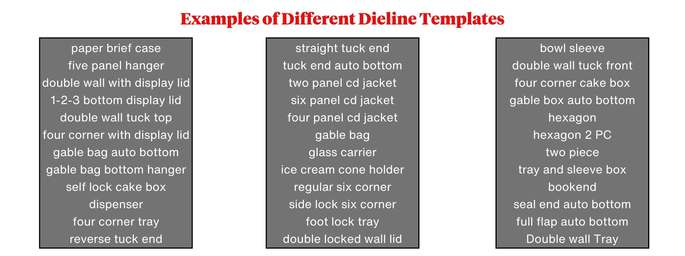 Types of Dielines