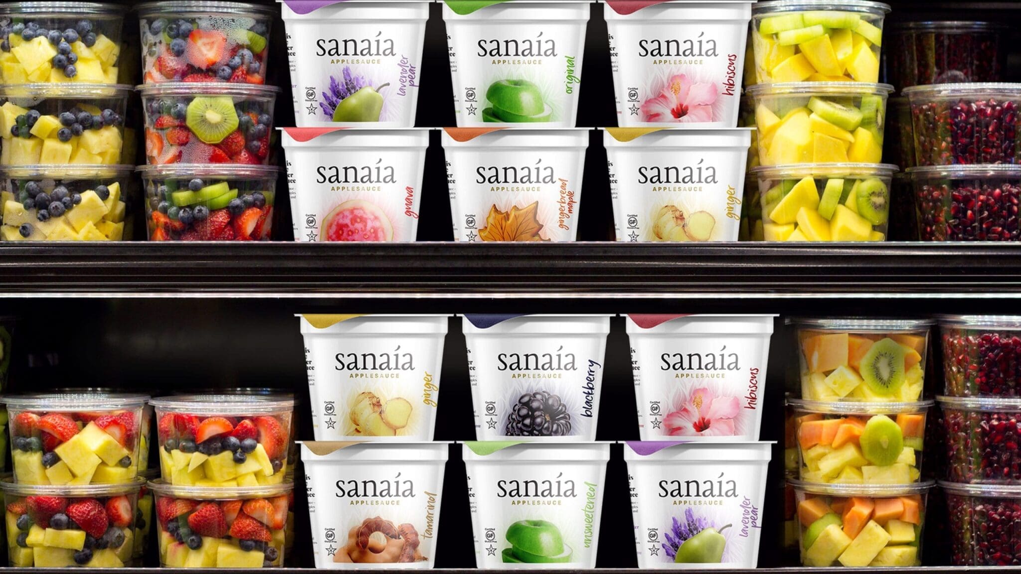sanaia applesauce shelf design – SmashBrand - Package Design and Branding Agency sanaia applesauce shelf design