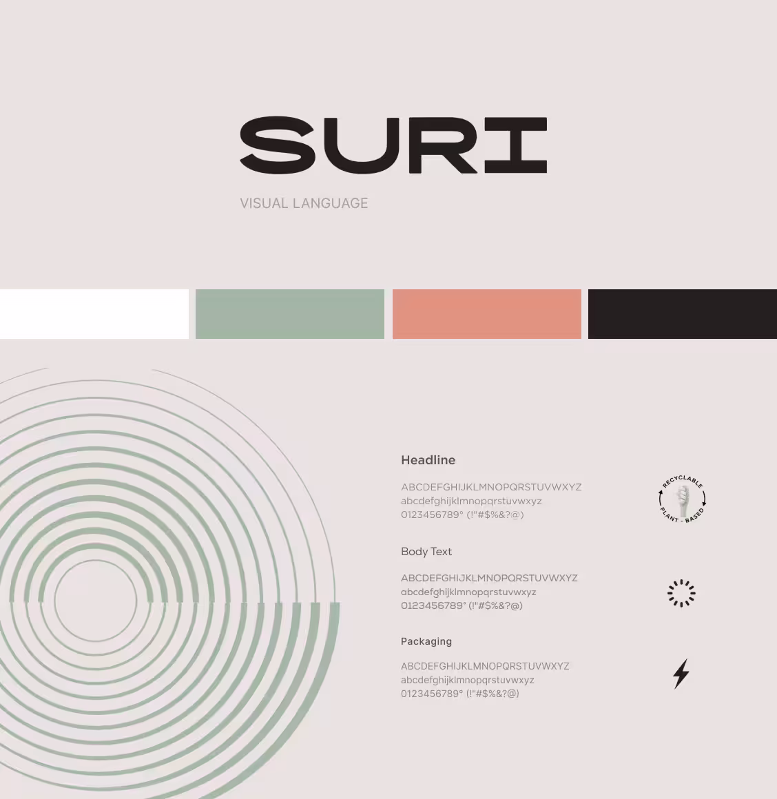 SURI packaging design brand board