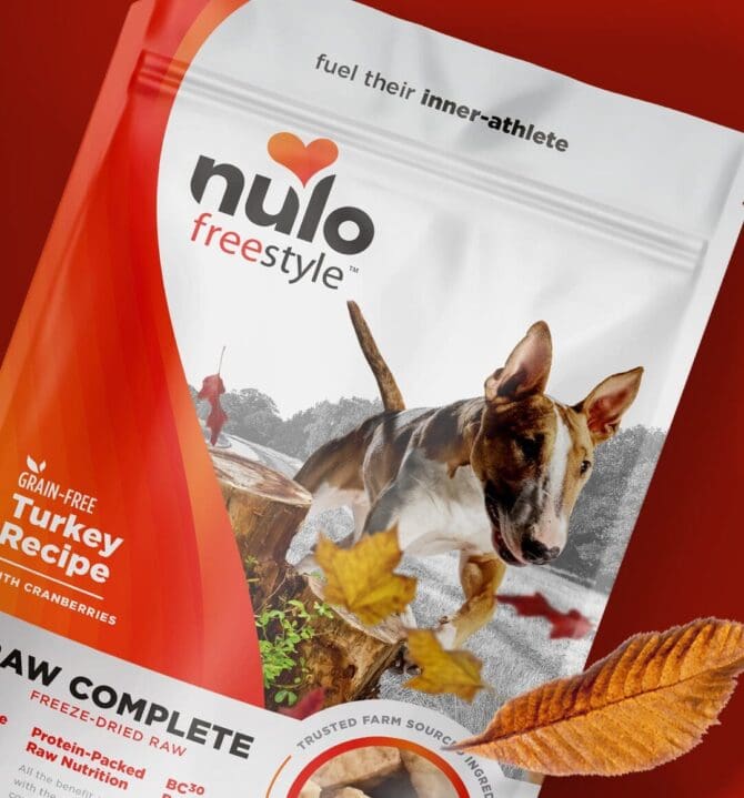 Nulo premium pet food packaging redesigned by SmashBrand, the product packaging design company behind a 34-point lift in purchase intent.
